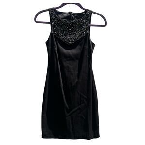 Zara Trafaluc Black Beaded Bodycon Dress Size XS Pre-Loved